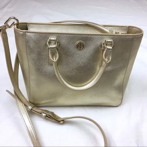 Tory Burch Robinson Mini Gold Tote
